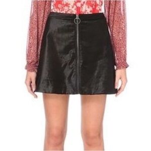 Free People Black Mini Skirt with Front Zipper